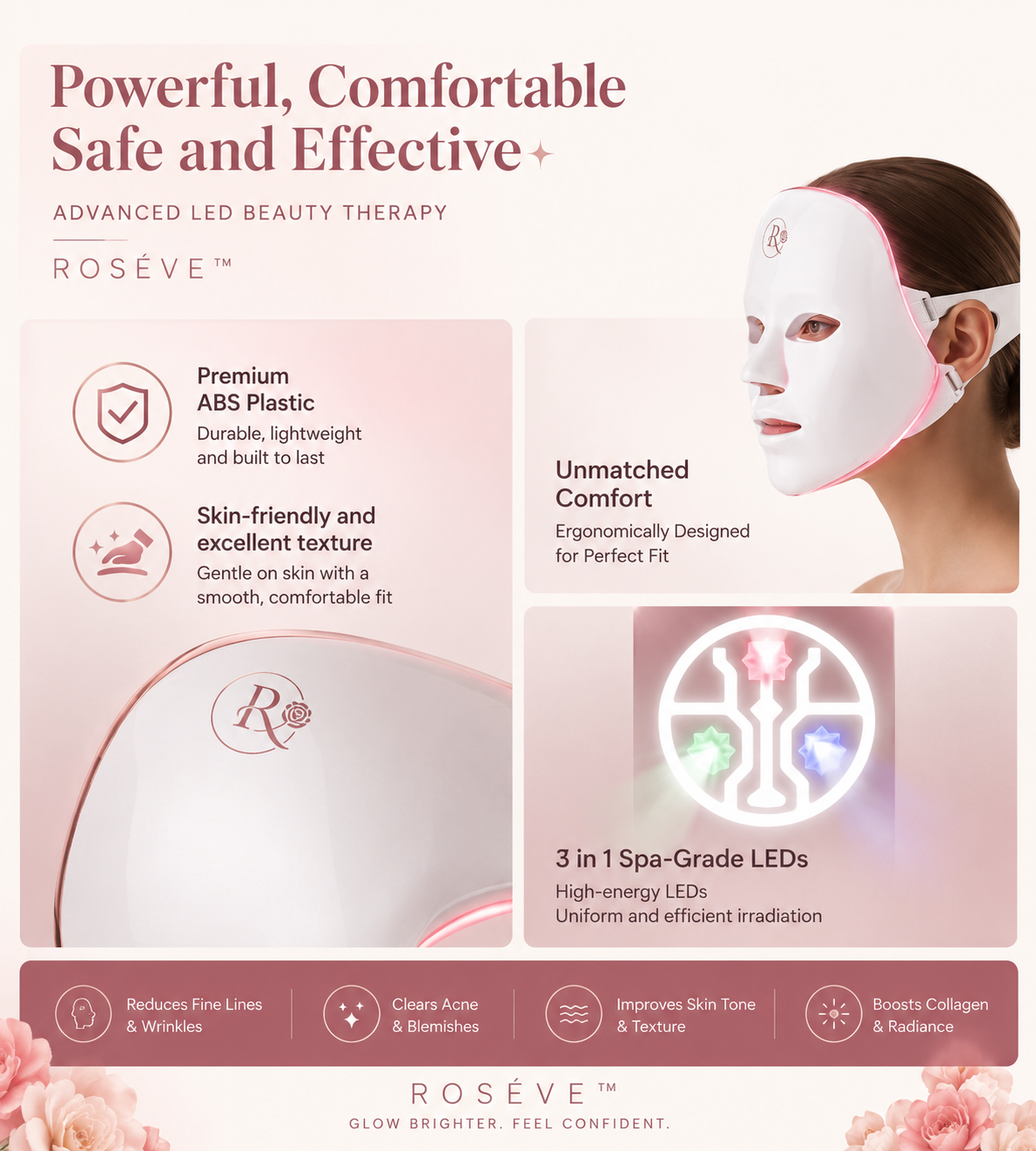 Roséve™ Age-Defying LED Mask – Clearer, Firmer Skin in Minutes
