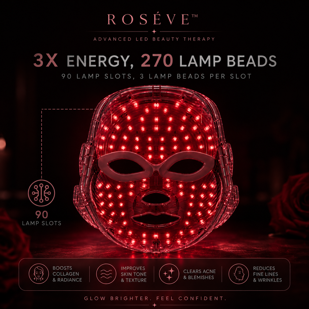 Roséve™ Age-Defying LED Mask – Clearer, Firmer Skin in Minutes